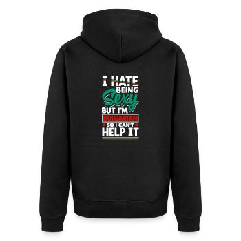 Bulgarisch Bulgarien Bulgarische Flagge Ich hasse es zu sein - Unisex Premium Bio Zip Hoodie - Schwarz - Hinten - Nico (187cm)
