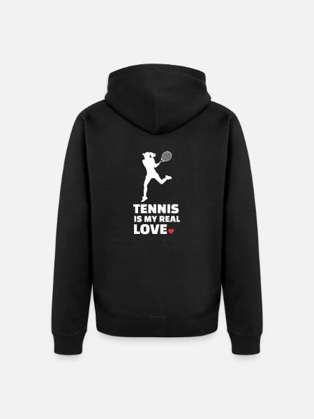 I love tennis - Unisex Premium Organic Zip Hoodie - black