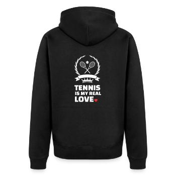 Ich Liebe Tennis - Unisex Premium Bio Zip Hoodie - Schwarz - Hinten - Nico (187cm)