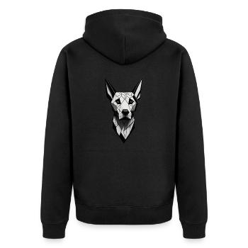Geometrischer Dobermann Hund - Unisex Premium Bio Zip Hoodie - Schwarz - Hinten - Nico (187cm)