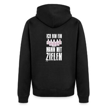 Bundeswehr Soldaten Jäger Schützenverein - Unisex Premium Bio Zip Hoodie - Schwarz - Hinten - Nico (187cm)