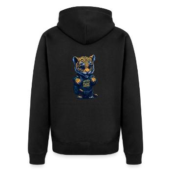1.Klasse, Schulanfänger, Erstklässler - Unisex Premium Bio Zip Hoodie - Schwarz - Hinten - Nico (187cm)