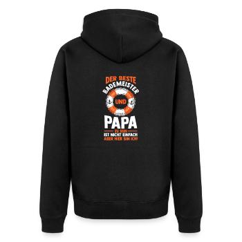 Rettungsschwimmer Vater Papa Bademeister - Unisex Premium Bio Zip Hoodie - Schwarz - Hinten - Nico (187cm)