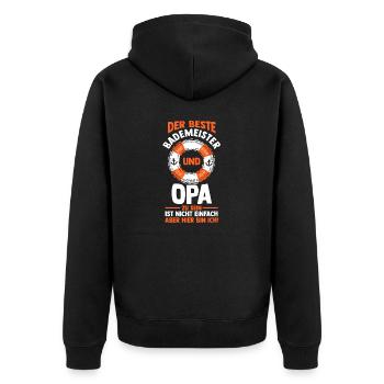 Opa Großvater Rettungsschwimmer Bademeister - Unisex Premium Bio Zip Hoodie - Schwarz - Hinten - Nico (187cm)