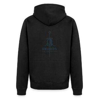 "Swords speak louder than words" - Unisex Premium Organic Zip Hoodie - black - Back - Nico (187cm)