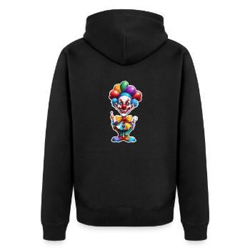 Clown / Zirkus / Fasching / Karneval / verspielt - Unisex Premium Bio Zip Hoodie - Schwarz - Hinten - Nico (187cm)