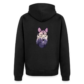 Wolf Schäferhund Hund - Unisex Premium Bio Zip Hoodie - Schwarz - Hinten - Nico (187cm)