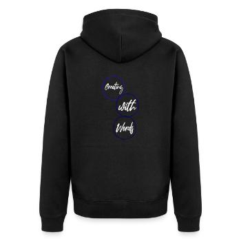 authorship originality jokes writing process - Unisex Premium Bio Zip Hoodie - Schwarz - Hinten - Nico (187cm)