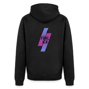 Spruch, Fühl Ich. Cooles pinkes Design - Unisex Premium Bio Zip Hoodie - Schwarz - Hinten - Nico (187cm)