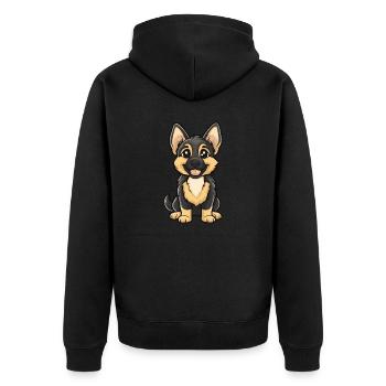 German Shepherd Dog Comic Cute - Unisex Premium Organic Zip Hoodie - black - Back - Nico (187cm)