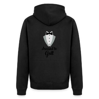Funny cooking apron for men - Unisex Premium Organic Zip Hoodie - black - Back - Nico (187cm)