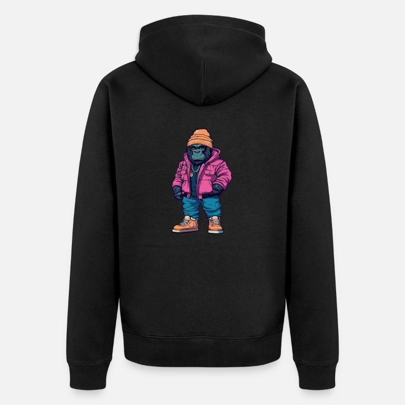 Mode d’hiver Gorilla - Veste à capuche bio Premium Unisexe - noir