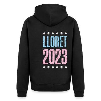 lloret de mar 2023 - Unisex Premium Organic Zip Hoodie - black - Back - Nico (187cm)