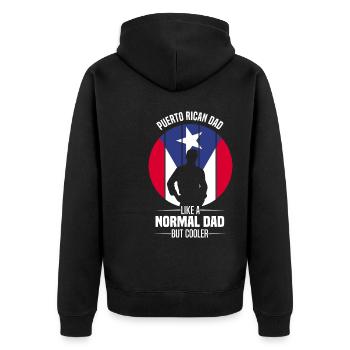 Puerto Rico Flagge | Puerto Ricaner Geschenkideen - Unisex Premium Bio Zip Hoodie - Schwarz - Hinten - Nico (187cm)