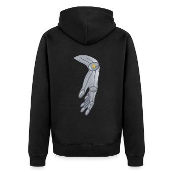 Alien Robotik Hand Geschenk - Unisex Premium Bio Zip Hoodie - Schwarz - Hinten - Nico (187cm)