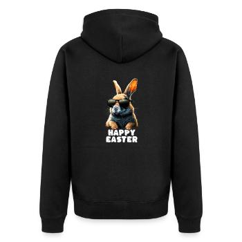 Cool Rabbit - Happy Easter - Unisex Premium Organic Zip Hoodie - black - Back - Nico (187cm)