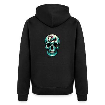 Crâne avec souris amusante sur le front - Veste à capuche bio Premium Unisexe - noir - Dos - Nico (187cm)