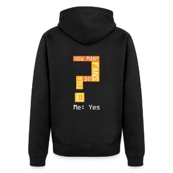Wie viele Fans? - Unisex Premium Bio Zip Hoodie - Schwarz - Hinten - Nico (187cm)