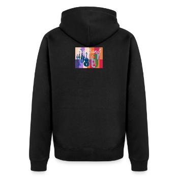 Big Band Jazz Saxophon Trompete Posaune Geschenk - Unisex Premium Bio Zip Hoodie - Schwarz - Hinten - Nico (187cm)