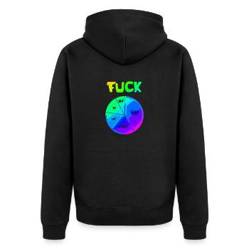 FUCK YOU | ME | THIS | EVERYTHING - Unisex Premium Bio Zip Hoodie - Schwarz - Hinten - Nico (187cm)