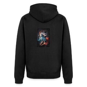 Wolf Mond Hoffnung - Unisex Premium Bio Zip Hoodie - Schwarz - Hinten - Nico (187cm)