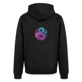 Celtic Entrelat Heart of Breizh - Unisex Premium Organic Zip Hoodie - black - Back - Nico (187cm)