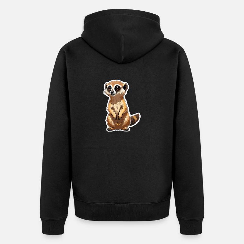 Suricate Illustration Mignonne - Veste à capuche bio Premium Unisexe - noir