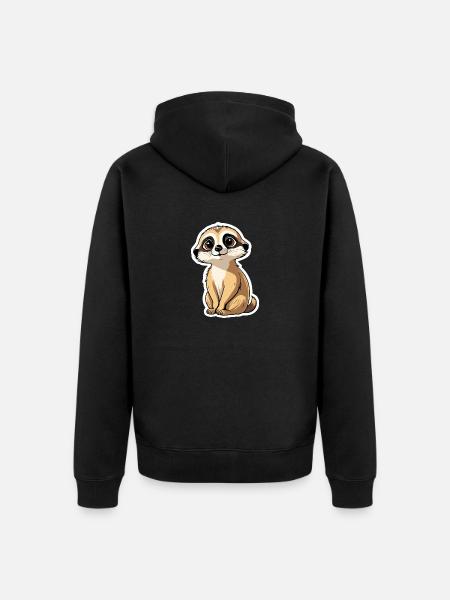 Erdmännchen Niedlich Illustration - Unisex Premium Bio Zip Hoodie - Schwarz