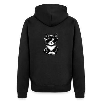Süße Katze mit Brille - Unisex Premium Bio Zip Hoodie - Schwarz - Hinten - Nico (187cm)