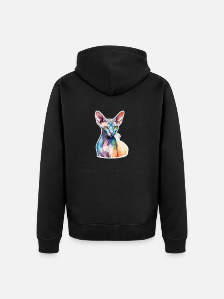 Sphynx Chat Aquarelles - Veste à capuche bio Premium Unisexe - noir