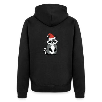 Raccoon Christmas Watercolors - Unisex Premium Organic Zip Hoodie - black - Back - Nico (187cm)
