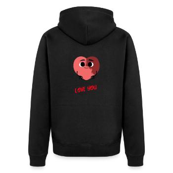 Liebe dich im Herzen - Unisex Premium Bio Zip Hoodie - Schwarz - Hinten - Nico (187cm)