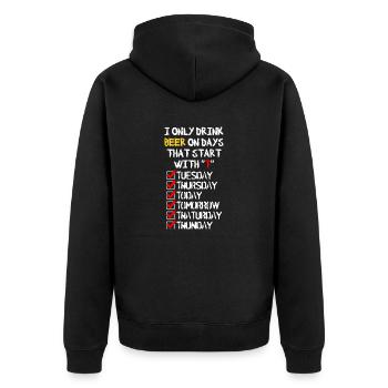 Beer everyday - Unisex Premium Organic Zip Hoodie - black - Back - Nico (187cm)