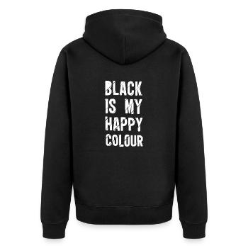 BLACK IS MY HAPPY COLOUR - Unisex Premium Bio Zip Hoodie - Schwarz - Hinten - Nico (187cm)