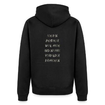 Physiker Physik lustiger Spruch Uni Ingenieure - Unisex Premium Bio Zip Hoodie - Schwarz - Hinten - Nico (187cm)