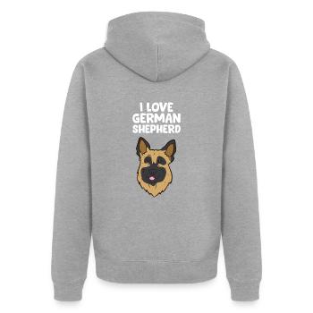 Berger allemand - I love German Shepherd - Veste à capuche bio Premium Unisexe - gris chiné - Dos - Nico (187cm)