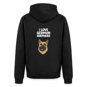 German Shepherd - I love German Shepherd - Unisex Premium Organic Zip Hoodie - black - Back - Nico (187cm)
