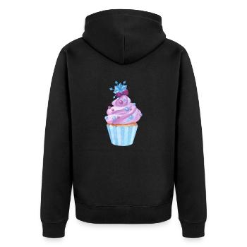 Cupcake Süßigkeiten - Unisex Premium Bio Zip Hoodie - Schwarz - Hinten - Nico (187cm)