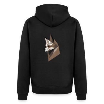 Geometrischer Fuchskopf - Unisex Premium Bio Zip Hoodie - Schwarz - Hinten - Nico (187cm)