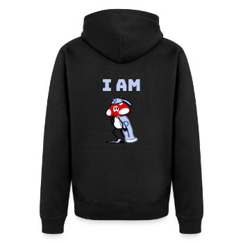 I am P! - Unisex Premium Bio Zip Hoodie - Schwarz - Hinten - Nico (187cm)