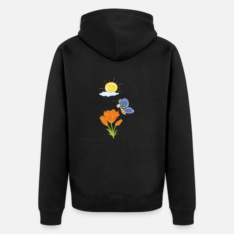 Fleurs Papillon - Veste à capuche bio Premium Unisexe - noir