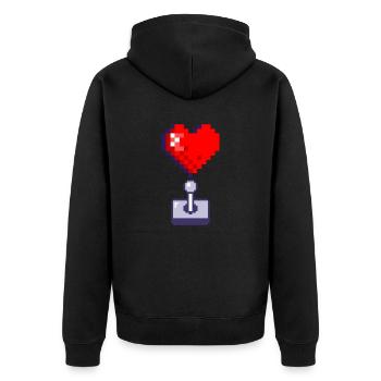 Joystick coeur rouge retro gaming - Veste à capuche bio Premium Unisexe - noir - Dos - Nico (187cm)