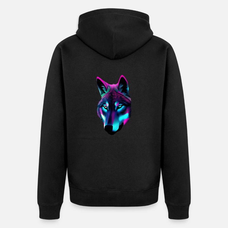 Wolf - Unisex Premium Bio Zip Hoodie - Schwarz