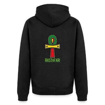 RASTAFARI ANKH REGGAE RASTA - Veste à capuche bio Premium Unisexe - noir - Dos - Nico (187cm)