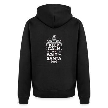 Keep Calm and Wait for Santa - Unisex Premium Organic Zip Hoodie - black - Back - Nico (187cm)