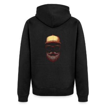 Hipster - Unisex Premium Organic Zip Hoodie - black - Back - Nico (187cm)
