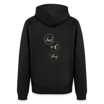 mountain biking destinations birthday - Unisex Premium Bio Zip Hoodie - Schwarz - Hinten - Nico (187cm)