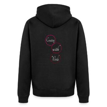 present creative expression innovative ideas - Unisex Premium Bio Zip Hoodie - Schwarz - Hinten - Nico (187cm)