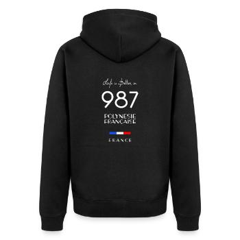 La vie est meilleure en POLYNÉSIE FRANÇAISE 987 - Veste à capuche bio Premium Unisexe - noir - Dos - Nico (187cm)