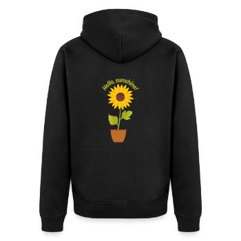 Hello, sunshine! - Unisex Premium Organic Zip Hoodie - black - Back - Nico (187cm)
